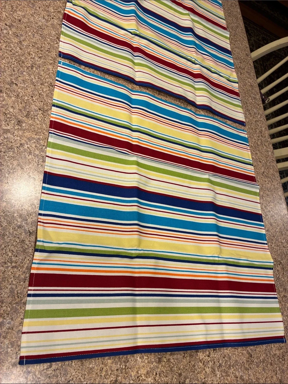 Longaberger Sunny Day Stripe Napkins Blue Yellow WITH IMPERFECTIONS SMELLS MUSTY